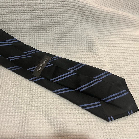 Croft & Barrow Tie - Black with Double Blue Stripes - Previously Worn - Picture 6 of 8